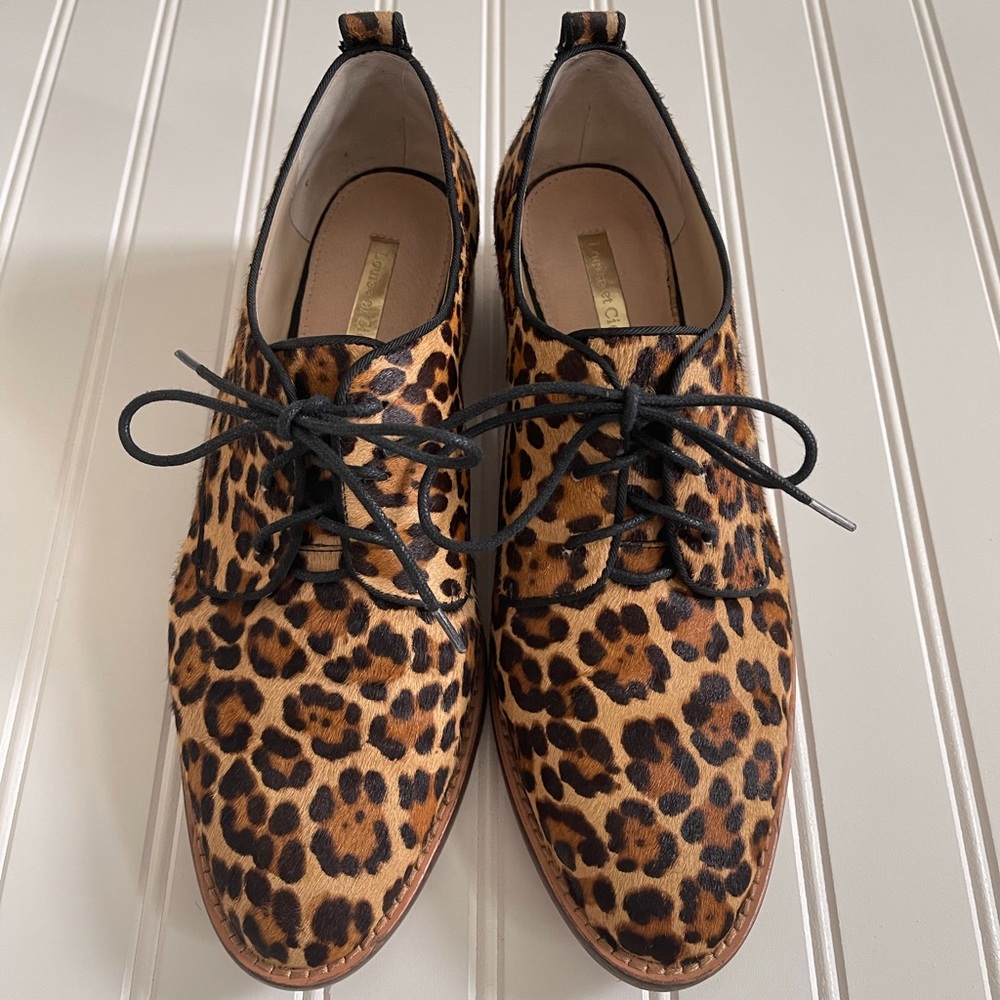 Louise et Cie Leopard Print Cow Hair Oxford Shoes